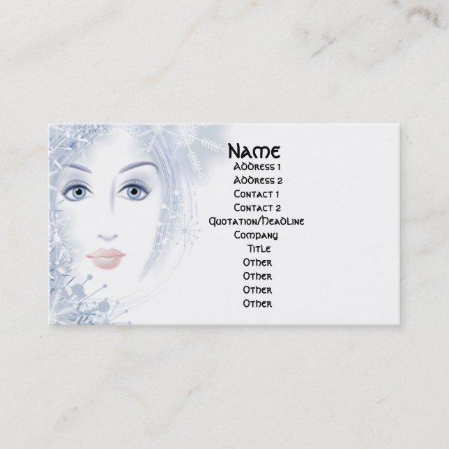 Winter Beauty Lady Business Cards (Front)