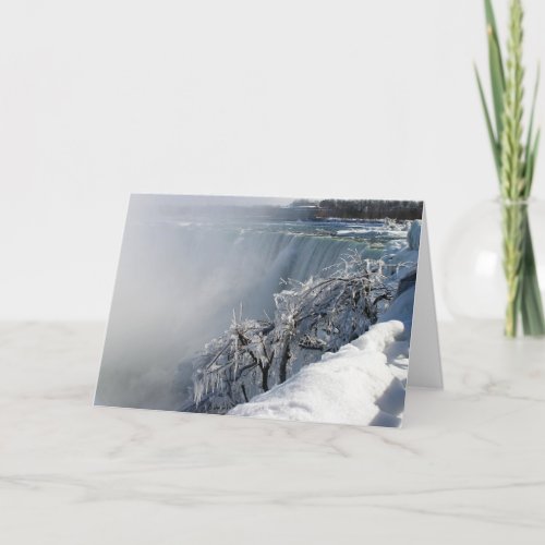 Winter Beauty Niagara Falls with Christmas verse Holiday Card