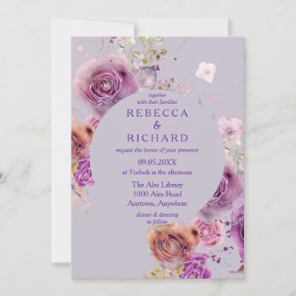 Winter Beauty Watercolor Purple Floral Wedding