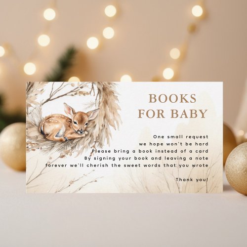 Winter Beige Baby Deer Books For Baby Baby Shower Enclosure Card