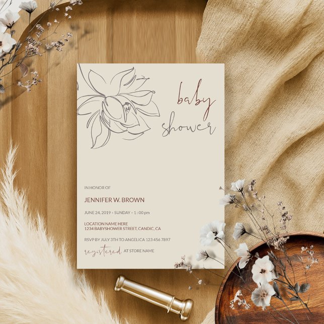 Winter beige neutral gender baby shower invitation (Creator Uploaded)