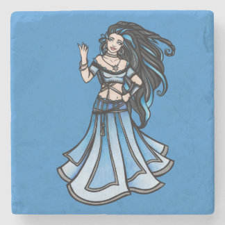 Winter Belly Dancer Goddess Stone Coaster