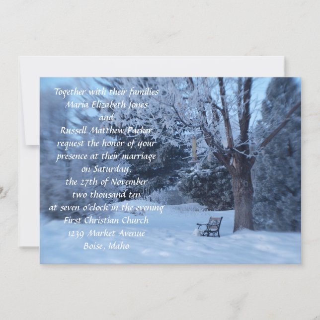 Winter Bench Wedding Invitation (Front)