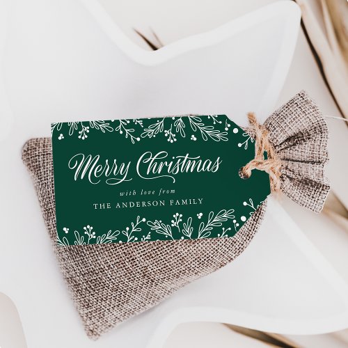 Winter Berries and Foliage Green Holiday Gift Tags