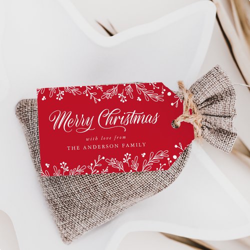 Winter Berries and Foliage Red Holiday Gift Tags
