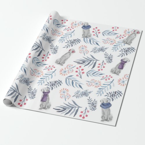 WINTER BERRIES AND WEIMS WRAPPING PAPER