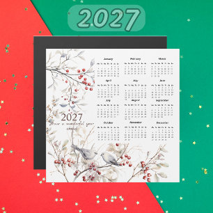 Winter Berries Birds Christmas 2027 Calendar