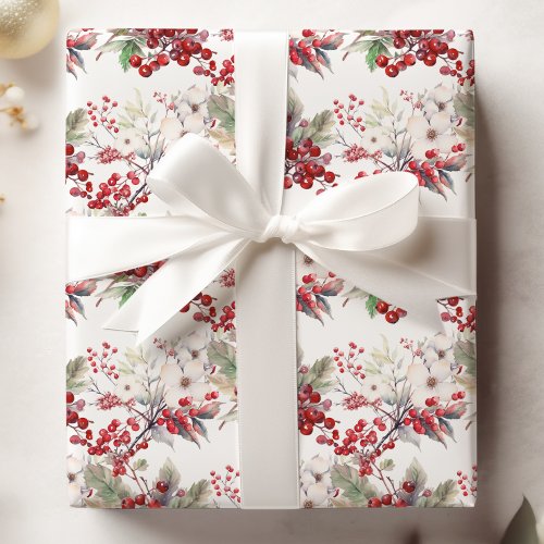 WINTER BERRIES CHRISTMAS GIFT WRAPPING PAPER