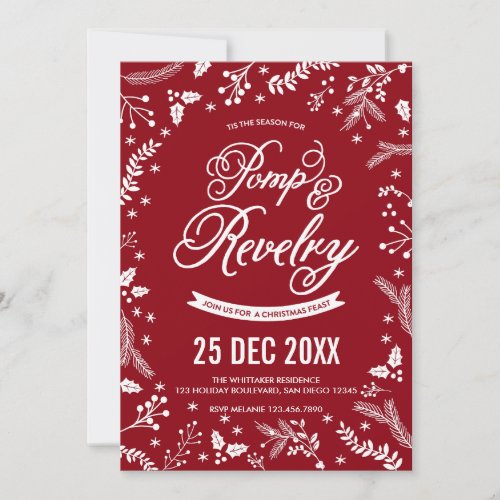 Winter Berries Christmas Holiday Party in Cherry Invitation