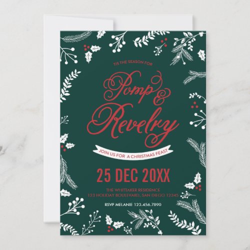 Winter Berries Christmas Holiday Party Invitation