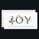 Winter Berries | Christmas Letters |  JOY Holiday Card<br><div class="desc">This botanical winter berries Christmas card has forest green and red floral letters that spell "JOY" on the front. The remainder of the greeting is below and says "TO THE WORLD, THE LORD HAS COME." The back has a greeting that says "MAY THE MIRACLE OF CHRISTMAS FILL YOUR HEART WITH...</div>