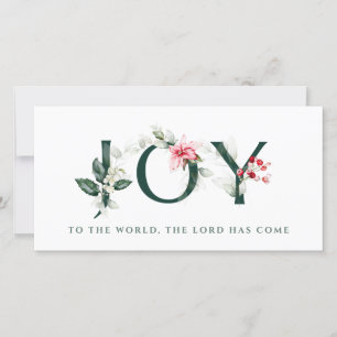 Winter Berries Christmas Letters JOY Holiday Card