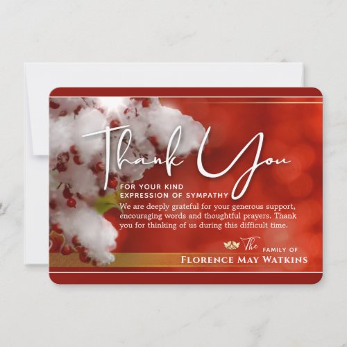 Winter Berries Christmas Sympathy Thank You Card