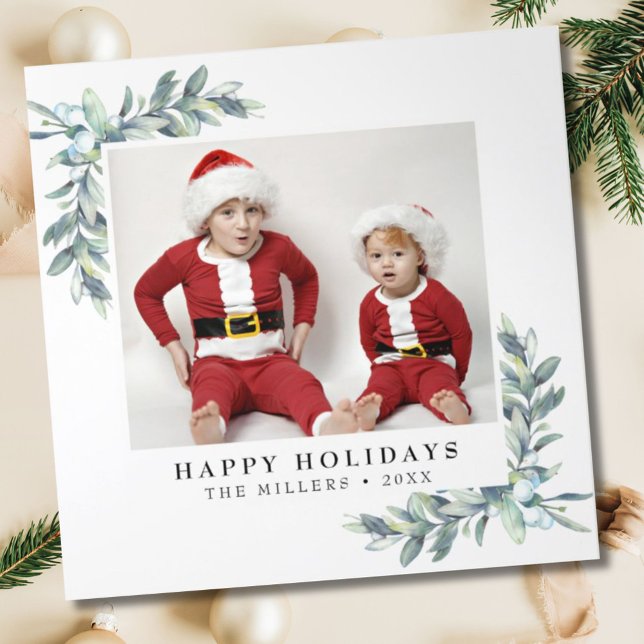 Winter Berries Christmas Trifold Photo Card (Creator Uploaded)