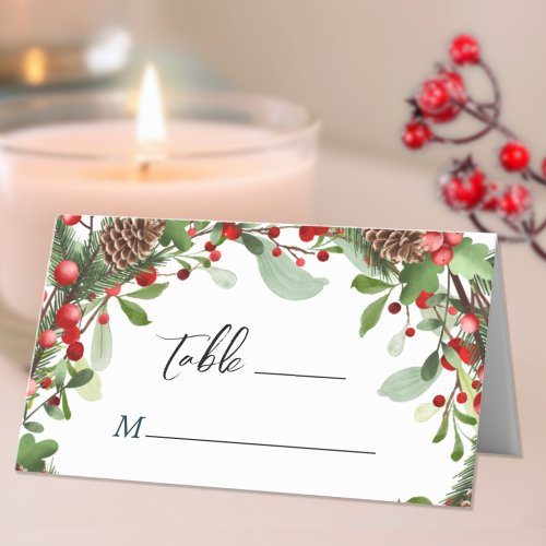 Winter Berries Christmas Wedding Table Escort Place Card