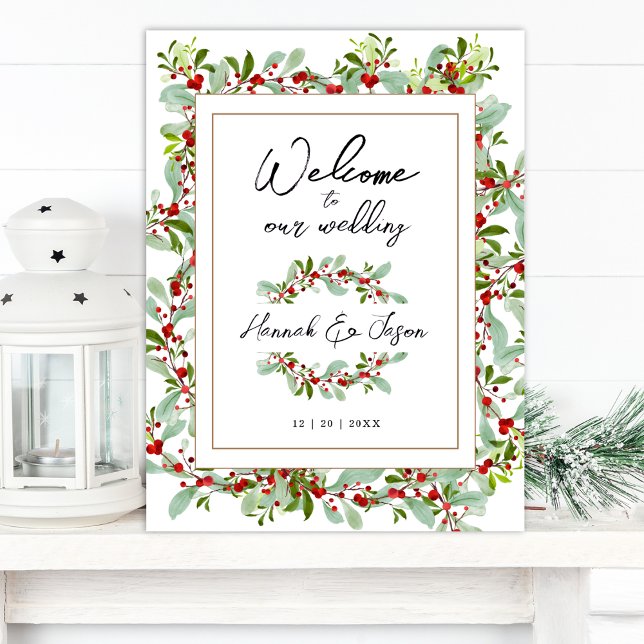 Winter Berries Christmas Wedding Welcome Sign (Creator Uploaded)