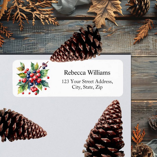 Winter Berries Elegant Return Address Label (Creator Uploaded)