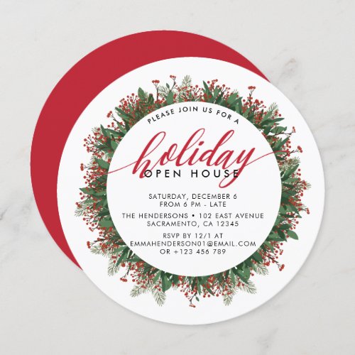 Winter Berries Festive Holiday Open House Invitation