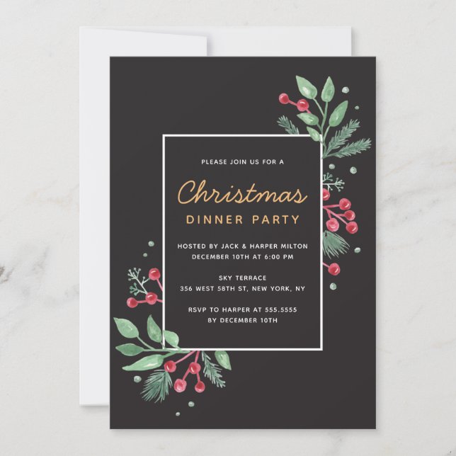 Winter Berries Greenery Christmas Holiday Party (Front)