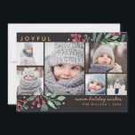 Winter Berries Greenery Christmas Multi-Photo<br><div class="desc">Festive and painterly holiday card featuring our exclusive watercolor winter botanicals and berries artwork to frame and highlight your photo. This multi-photo collage highlights 6 of your photos. All text is completely customizable.</div>