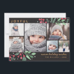 Winter Berries Greenery Christmas Multi-Photo<br><div class="desc">Festive and painterly holiday card featuring our exclusive watercolor winter botanicals and berries artwork to frame and highlight your photo. This multi-photo collage highlights 6 of your photos. All text is completely customizable.</div>