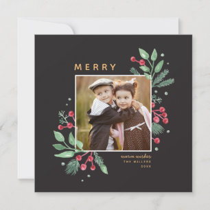 Winter Berries Greenery Christmas Photo Square