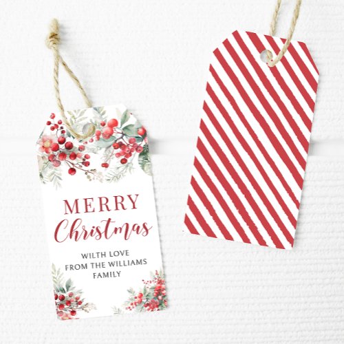 Winter berries greenery Merry Christmas Gift Tags