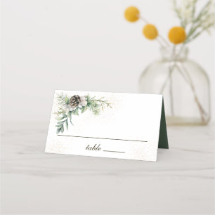 Winter Berries Greenery Vintage Design Place Card