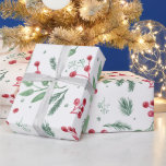 Winter Berries Greenery Watercolor Holiday Wrapping Paper<br><div class="desc">Holiday wrapping paper featuring our exclusive hand-painted watercolor winter botanicals</div>