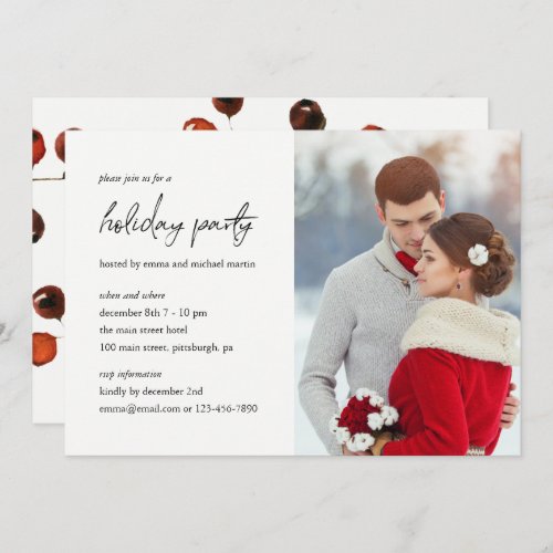 Winter Berries Holiday Party Photo Invitation