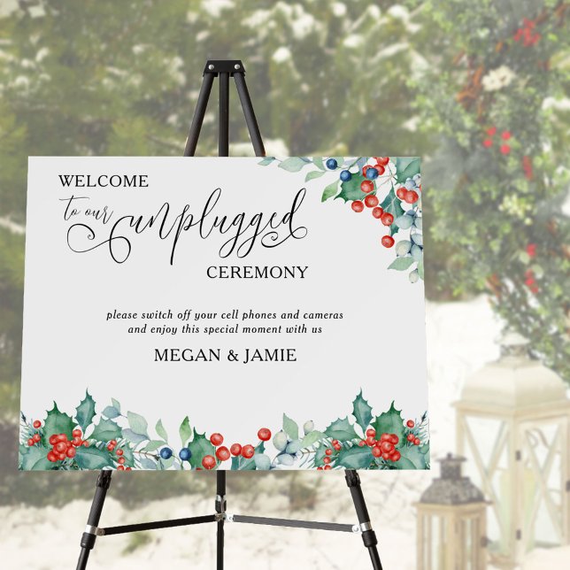 Winter Berries Holly Unplugged Ceremony Wedding Foam Board (Creator Uploaded)