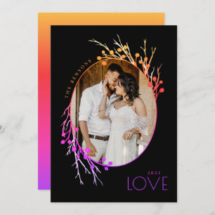 Winter Berries Love Branches Rainbow Black Holiday Card