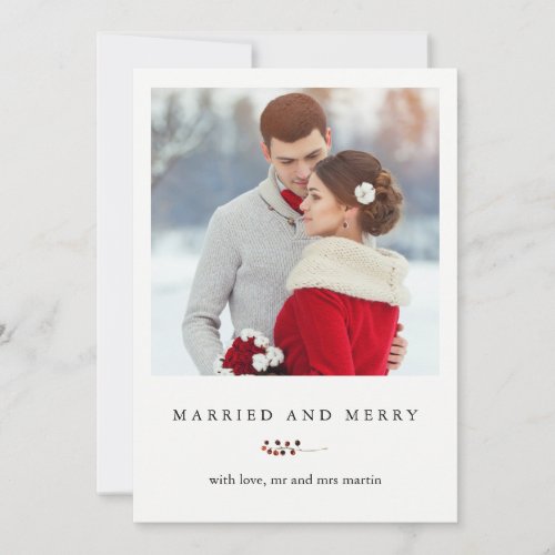 Winter Berries Married and Merry Photo Card