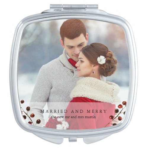 Winter Berries Married and Merry Photo Mirror