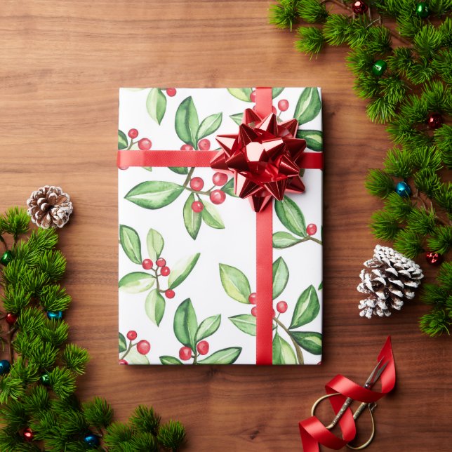 Winter berries pattern wrapping paper (Holiday Gift)