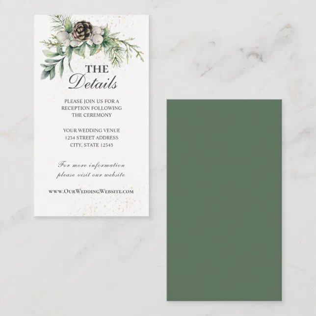 Winter Berries Pine Cone Greenery Wedding Enclosure Card | Zazzle
