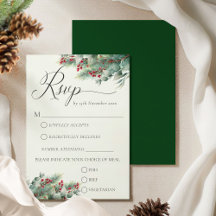 Winter Berries & Pine Watercolor Greenery Wedding