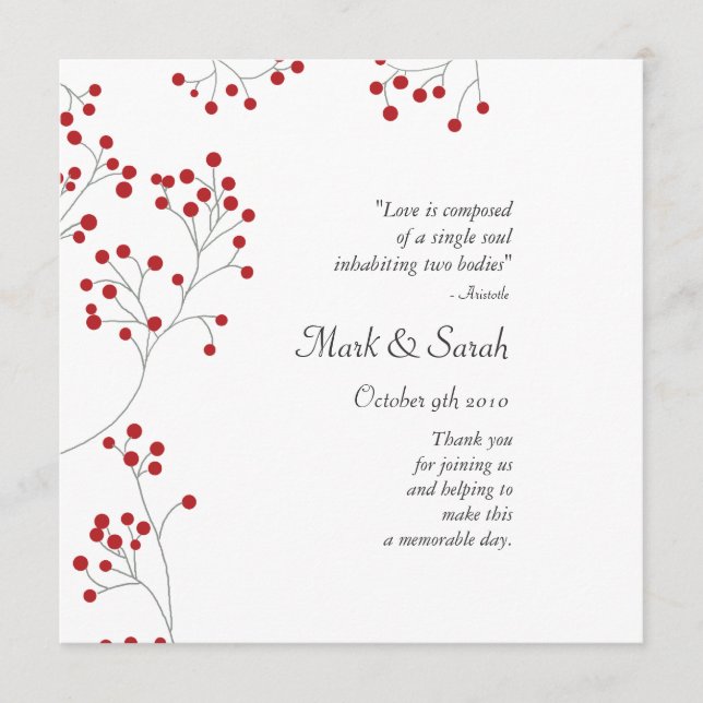 Winter Berries Red Wedding Program (Front)