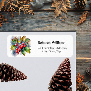 Winter Berries Snowing Return Address Label