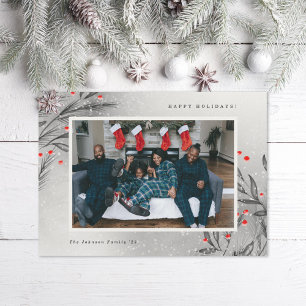 Winter Berries Snowy Photo Holiday Card