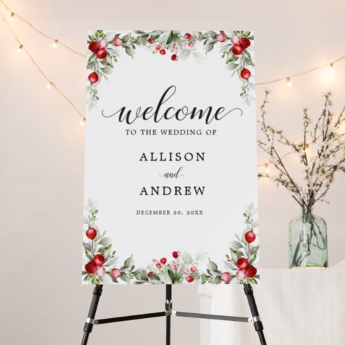 Winter Berries  Wedding Welcome Foam Board