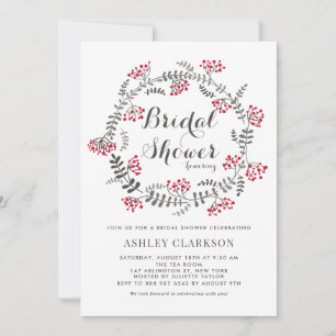Winter Berries Wreath Bridal Shower Invitation