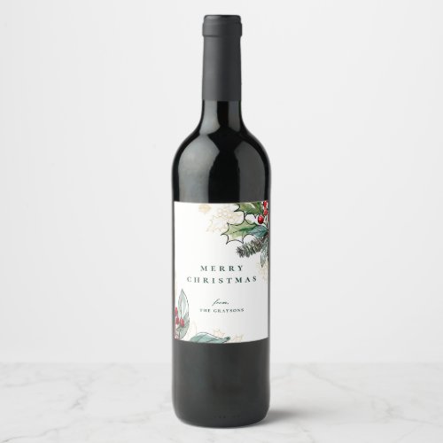 Winter Berry Botanical Holiday Wine Label