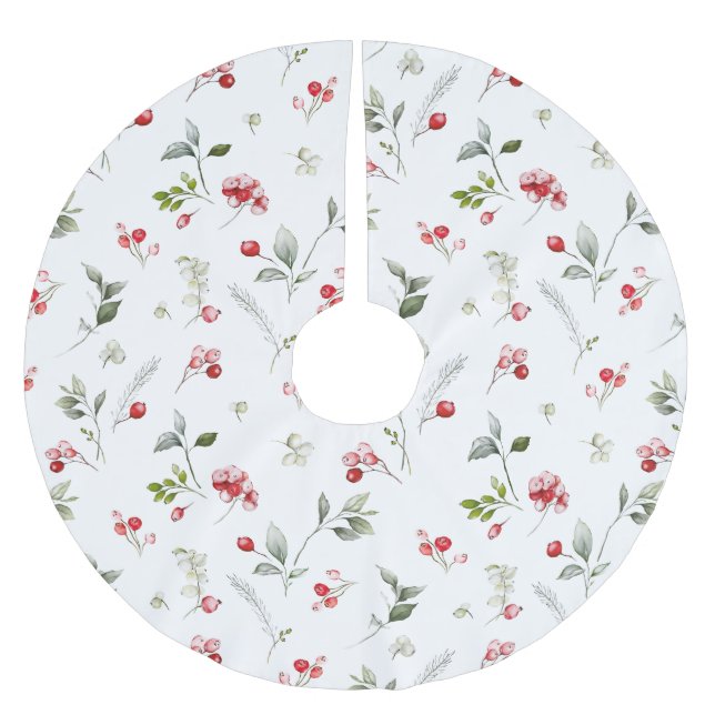 Winter Berry Botanical Tree Skirt (Front)