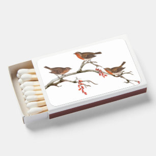 Winter Berry Branch with Birds Decorative  Matchboxes