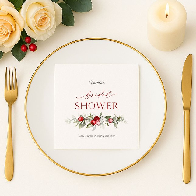 Winter Berry Bridal Shower Napkin (Creator Uploaded)
