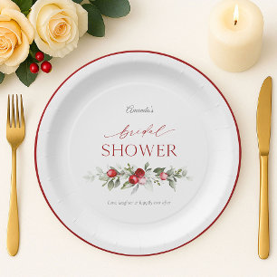 Winter Berry Bridal Shower Paper Plates