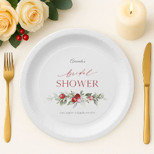 Winter Berry Bridal Shower Paper Plates