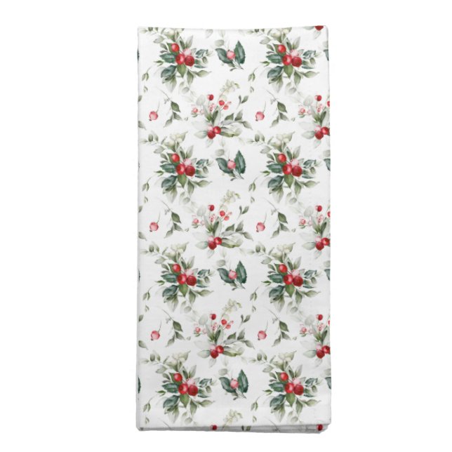 Winter Berry Christmas Cloth Napkin (Folded)