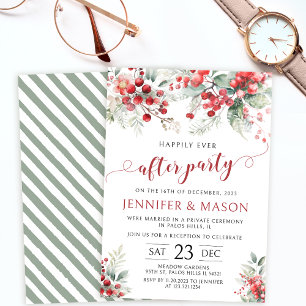 Winter berry Christmas happily ever after wedding Invitation